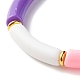 Candy Color Chunky Acrylic Curved Tube Beads Stretch Bracelet for Girl Women(BJEW-JB07297-02)-5