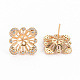 Brass Micro Pave Clear Cubic Zirconia Stud Earring Findings(KK-S356-238-NF)-2