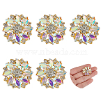 6Pcs Alloy Rhinestone 1-Hole Shank Buttons, Flower, Crystal AB, 27.5x10mm, Hole: 1.2mm(BUTT-FG0001-42C)