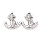Tarnish Resistant 304 Stainless Steel Pendants, Anchor, Stainless Steel Color, 20x19x3mm, Hole: 1.5mm(STAS-P171-49P)