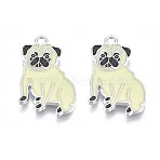 Rack Plating Alloy Enamel Pendants, Lead Free & Nickel Free & Cadmium Free, Platinum, Dog, Champagne Yellow, 28x17.5x2mm, Hole: 1.8mm(X-PALLOY-T075-158)