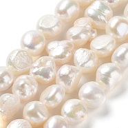 Natural Cultured Freshwater Pearl Beads Strands, Two Side Polished, Grade 4A, Seashell Color, 8~11x10~11x7~9mm, Hole: 0.7mm, about 38pcs/strand, 14.96''(38~39cm)(PEAR-Z002-11)