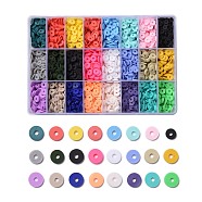 240G 24 Colors Handmade Polymer Clay Beads, Heishi Beads, for DIY Jewelry Crafts Supplies, Disc/Flat Round, Mixed Color, 8x1mm, Hole: 2mm, 10g/color(CLAY-JP0001-08-8mm)