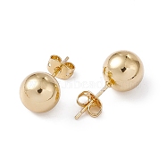 Rack Plating Brass Round Ball Stud Earrings for Women, Lead Free & Cadmium Free, Real 18K Gold Plated, 21x9.5mm, Pin: 0.7mm(EJEW-F294-08E-G)