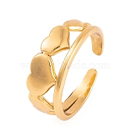 PVD Vacuum Plating 304 Stainless Steel Heart Cuff Rings for Women, Golden, 8mm(RJEW-G316-03G)