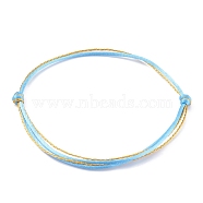 Adjustable Nylon Thread Multi-strand Bracelet Making, with Metallic Cord, Sky Blue, 0.2cm, Inner Diameter: 2~3-3/4 inch(5~9.5cm)(AJEW-JB00916-04)