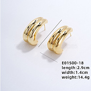 Layered C-shaped Crescent Earrings Minimalist Fashion Autumn Winter Geometric Stud Earrings, Golden, 29x14mm(SZ0754)