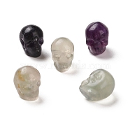 Natural Fluorite Beads, Halloween Skull, 11~11.5x8.5~9x11~11.5mm, Hole: 0.9~1mm(G-C038-01N)