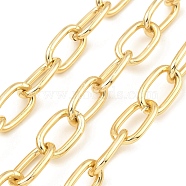 Oxidation Aluminum Cable Chains, Unwelded, with Spool, Golden, 19.5x11x2.5mm, about 32.81 Feet(10m)/Roll(CHA-D001-07G)