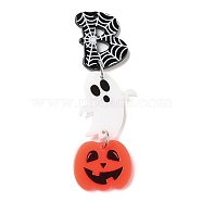 Halloween Theme Acrylic Pendants, with Iron Ring, Pumpkin, Pumpkin, 70x21.5x2mm, Hole: 1.5mm(MACR-C022-01C)