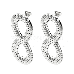 Non-Tarnish 304 Stainless Steel Stud Earring Findings, with Loop, Infinity, 48x22.5mm, Hole: 3.5mm, Pin: 10.5x0.5mm(STAS-L024-006P-01)