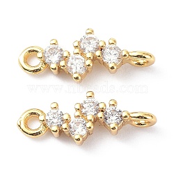 Eco-Friendly Brass Micro Pave Clear Cubic Zirconia Links Connectors, Long-Lasting Plated, Lightning, Real 18K Gold Plated, 13x5x2.7mm, Hole: 1.2mm & 1.4mm(X-ZIRC-C022-03G)