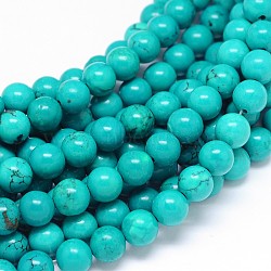 Natural Howlite Round Bead Strands, Dyed & Heated, Medium Turquoise, 8mm, Hole: 1mm, about 48pcs/strand, 15.55 inch(X-TURQ-E022-38B-8mm)