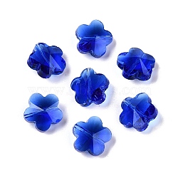 Transparent Glass Beads, Faceted, Plum Blossom, Blue, 13x13.5x8.5mm, Hole: 1mm(X-GLAA-Q066-14mm-C07)