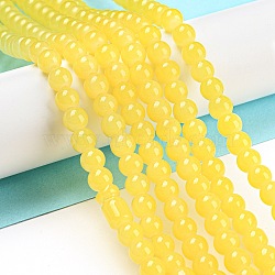 Baking Painted Imitation Jade Glass Round Bead Strands, Yellow, 6.5mm, Hole: 1.5mm, about 145pcs/strand, 31.8 inch(DGLA-Q021-6mm-24)