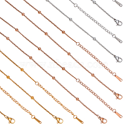 12Pcs 3 Colors 304 Stainless Steel Satellite Chain Necklaces Set for Men Women, Mixed Color, 16.18 inch(41.1cm), 4Pcs/color(NJEW-NB0001-15)