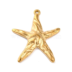 Ocean Theme 304 Stainless Steel Pendants, Real 18K Gold Plated, Starfish, 34.5x28.5x4mm, Hole: 1.5mm(STAS-M072-06E-G)