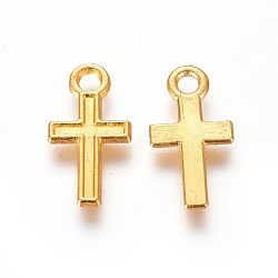 Alloy Pendants, Cross, Golden, 15.5x8.5x1mm, Hole: 1.5mm(PALLOY-WH0065-79G)