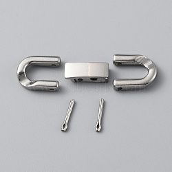 304 Stainless Steel Fold Over Clasp, with 316 Stainless Steel Findings, Stainless Steel Color, 10.5x4x3.5mm, Hole: 1.2mm(STAS-WH0016-54P-02)