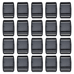 20Pcs Plastic Quick Contoured Side Release Buckle, for Braided Belt, Rectangle, Black, 48x33x8mm, Hole: 26x4mm(KY-NB0001-45)