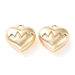 Rack Plating Brass Charms, Heart Charm, Real 18K Gold Plated, 11x11x5.5mm, Hole: 1.2mm(KK-K333-76G)