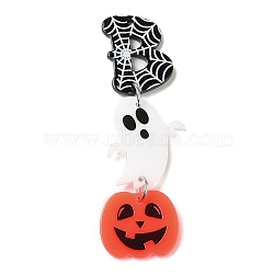 Halloween Theme Acrylic Pendants, with Iron Ring, Pumpkin, Pumpkin, 70x21.5x2mm, Hole: 1.5mm(MACR-C022-01C)