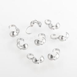 Tarnish Resistant 304 Stainless Steel Bead Tips, Calotte Ends, Clamshell Knot Cover, Stainless Steel Color, 9x4mm, Hole: 1mm(STAS-Q210-92)