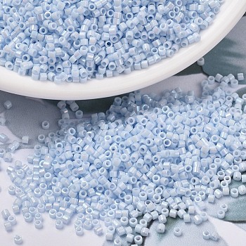 MIYUKI Delica Beads, Cylinder, Japanese Seed Beads, 11/0, (DB1507) Opaque Light Sky Blue AB, 1.3x1.6mm, Hole: 0.8mm, about 20000pcs/bag, 100g/bag
