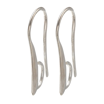 Brass Earring Hooks, Cadmium Free & Lead Free, 925 Sterling Silver Plated, 22x8x2mm, Hole: 2x5mm, Pin: 0.8mm