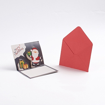 Christmas Pop Up Greeting Cards and Envelope Set, Funny Unique 3D Holiday Postcards, Gifts for Xmas, Father Christmas and Gift Pattern, Slate Gray, 8.5x10.5x0.01cm, 81x10x0.04cm
