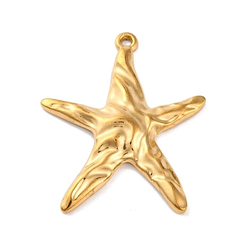 Ocean Theme 304 Stainless Steel Pendants, Real 18K Gold Plated, Starfish, 34.5x28.5x4mm, Hole: 1.5mm