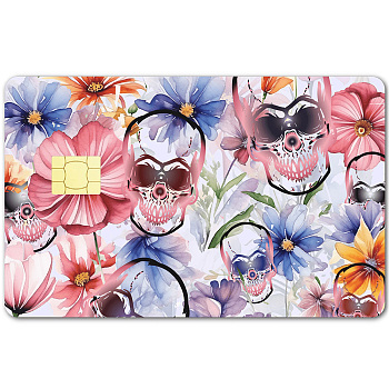 Rectangle PVC Plastic Waterproof Card Stickers, Self-adhesion Card Skin for Bank Card Decor, Skull, 186.3x137.3mm