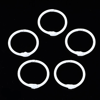 Spray Painted Iron Split Key Rings, Ring, White, 30x4mm