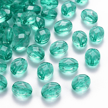 Transparent Acrylic Beads, Oval, Turquoise, 10x8x5.5mm, Hole: 1.5mm, about 1550pcs/500g