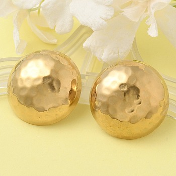 Ion Plating(IP) 304 Stainless Steel Half Round Stud Earrings for Women, Real 18K Gold Plated, 30mm