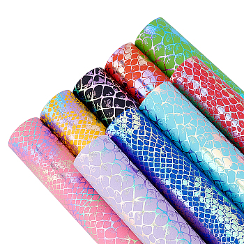 BENECREAT 9 Colors PVC Fabric, for Garment Accessories, Snakeskin Pattern, Mixed Color, 30x20x0.1cm, 1sheet/color, 9sheets/set