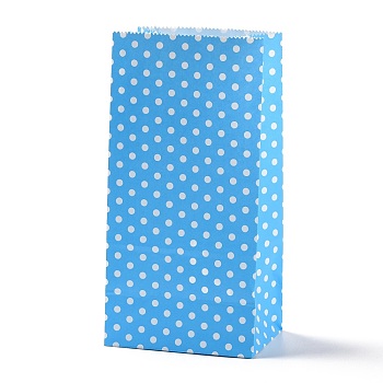 Rectangle Kraft Paper Bags, None Handles, Gift Bags, Polka Dot Pattern, Deep Sky Blue, 9.1x5.8x17.9cm