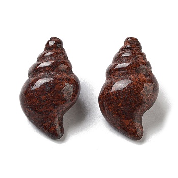 Natural Sesame Jasper Carved Figurines, for Home Office Desktop Decoration, Shell Shape, 36~38x20.5~22x17~19.5mm