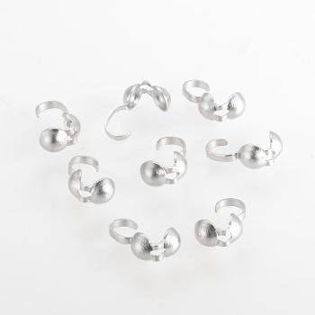 304 Stainless Steel Bead Tips, Calotte Ends, Clamshell Knot Cover, Stainless Steel Color, 9x4mm, Hole: 1mm