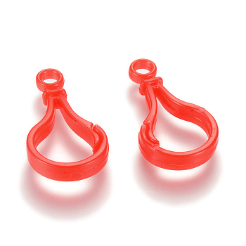 Opaque Solid Color Bulb Shaped Plastic Push Gate Snap Keychain Clasp Findings, Red, 39.5x20.5x5mm