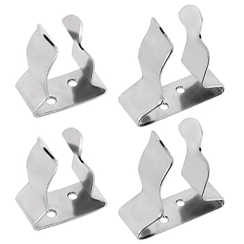 4Pcs 2 Style 304 Stainless Steel Boat Hook Spring Clamp, Holder Bracket Clip, Stainless Steel Color, 55x50x18mm, 40x35x19mm, Hole: 4mm, 2pcs/style