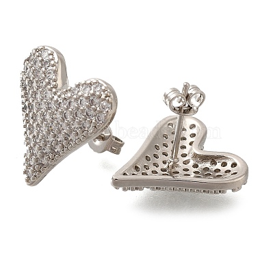 Clear Heart Cubic Zirconia Stud Earrings