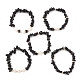 5Pcs 5 Style Natural Obsidian Chips Stretch Bracelets Set(BJEW-JB09551-03)-1