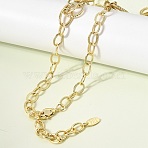 Brass Textured Rind Link Chain Necklaces, Rack Plating, Long-Lasting Plated, Cadmium Free & Lead Free, Real 18K Gold Plated, 20.87 inch(53cm)(NJEW-L013-06G)