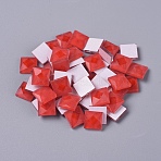 Faceted Glass Cabochons, Mosaic Tiles, for Home Decoration or DIY Crafts, Square, Red, 9.5x9.5x3.8mm, about 90pcs/bag(DIY-WH0121-46C)