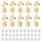 20Pcs 304 Stainless Steel Stud Earring Findings, with Loop and Ear Nuts/Earring Backs, Leaf, with 40Pcs Plastic Ear Nuts, Golden, 17x10.5mm, Hole: 1.2mm, Pin: 0.7mm(STAS-DC0017-04)