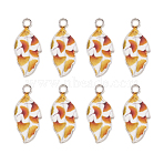 Alloy Enamel Pendants, Leaf with Ginkgo Leaf Pattern, Platinum, Colorful, 21.5x10x2mm, Hole: 2mm, 2pcs/Set(PALLOY-TAC0009-25P-E)