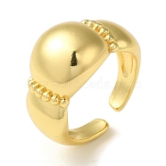 Rack Plating Brass Open Cuff Rings for Women, Oval, Real 18K Gold Plated, Inner Diameter: 18.2mm(RJEW-M162-15G)