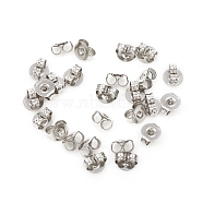 304 Stainless Steel Ear Nuts, Earring Backs, Flat Round, Stainless Steel Color, 5x4.5x3mm, Hole: 1mm(STAS-G224-11P)