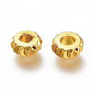 Brass Spacer Beads, Long-Lasting Plated, Disc with Gear Edge, Golden, 5x2mm, Hole: 1.8mm(KK-H103-04G)